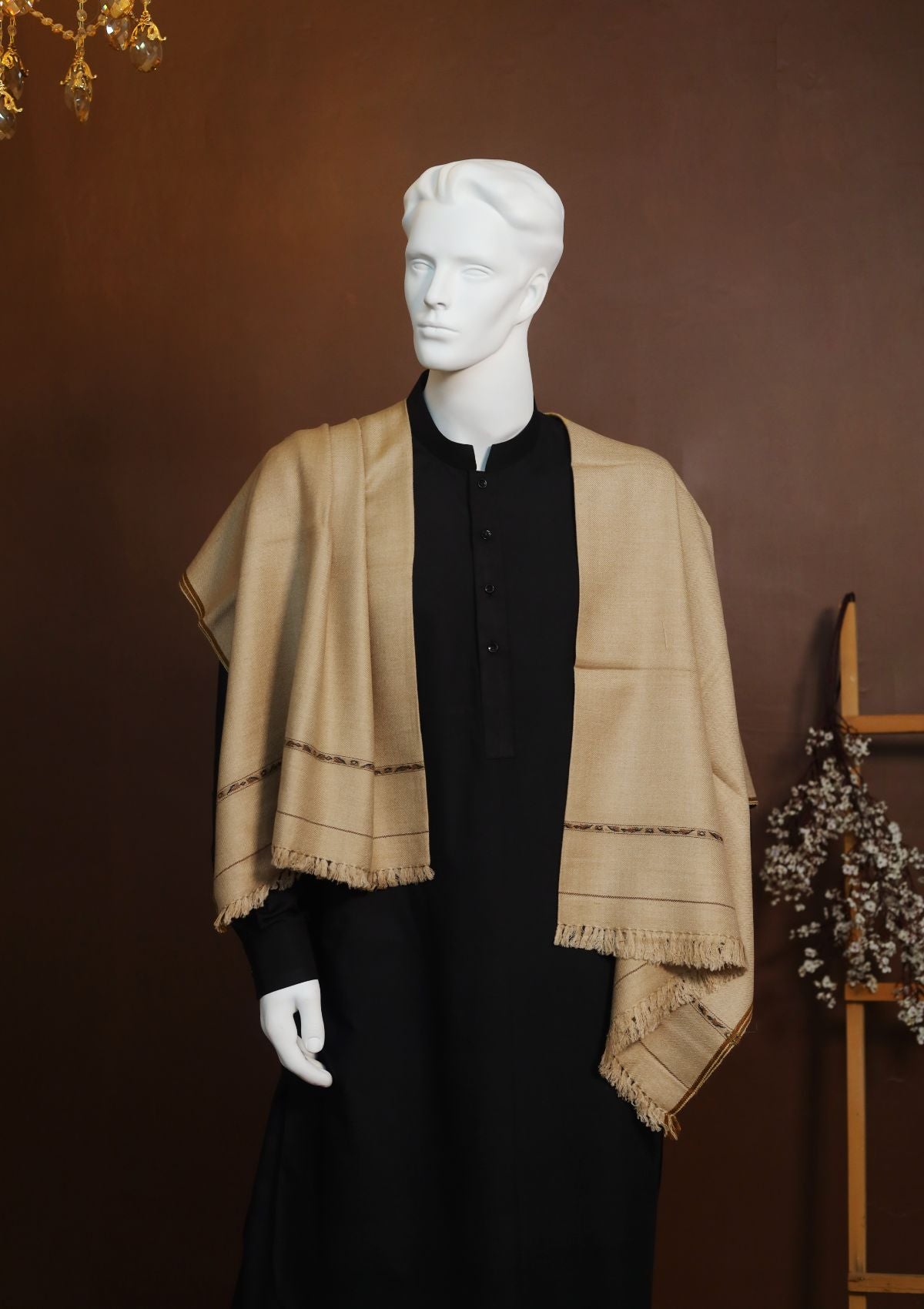 Men Shawls - Wool Shawls - D#215 - Golden