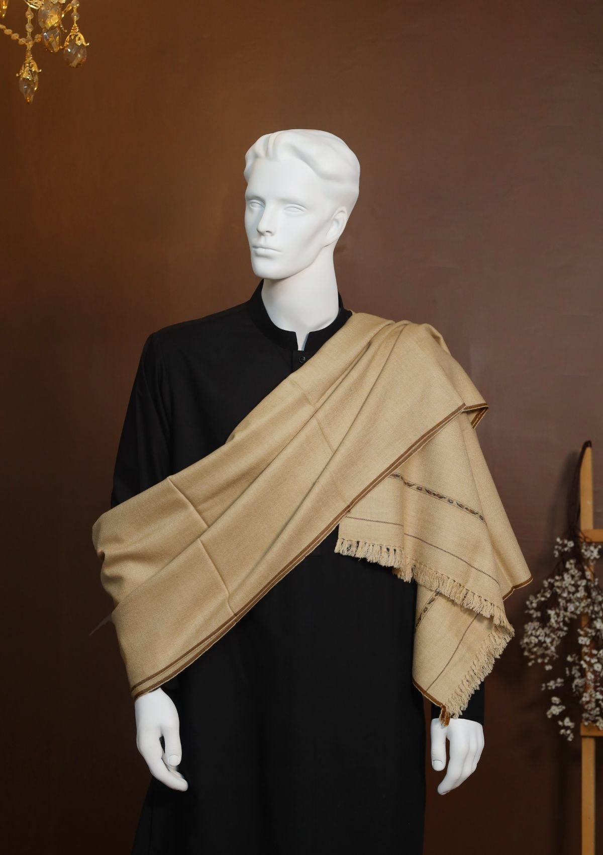 Men Shawls - Wool Shawls - D#215 - Golden