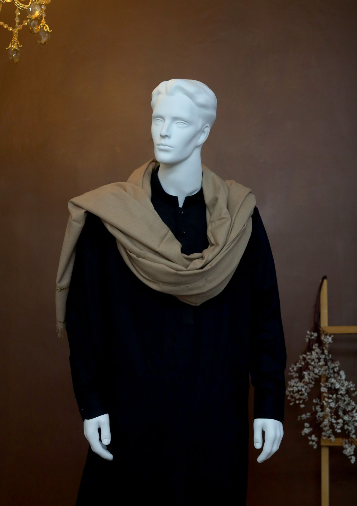 Men Shawls - Wool Shawls - D#212 - Brown