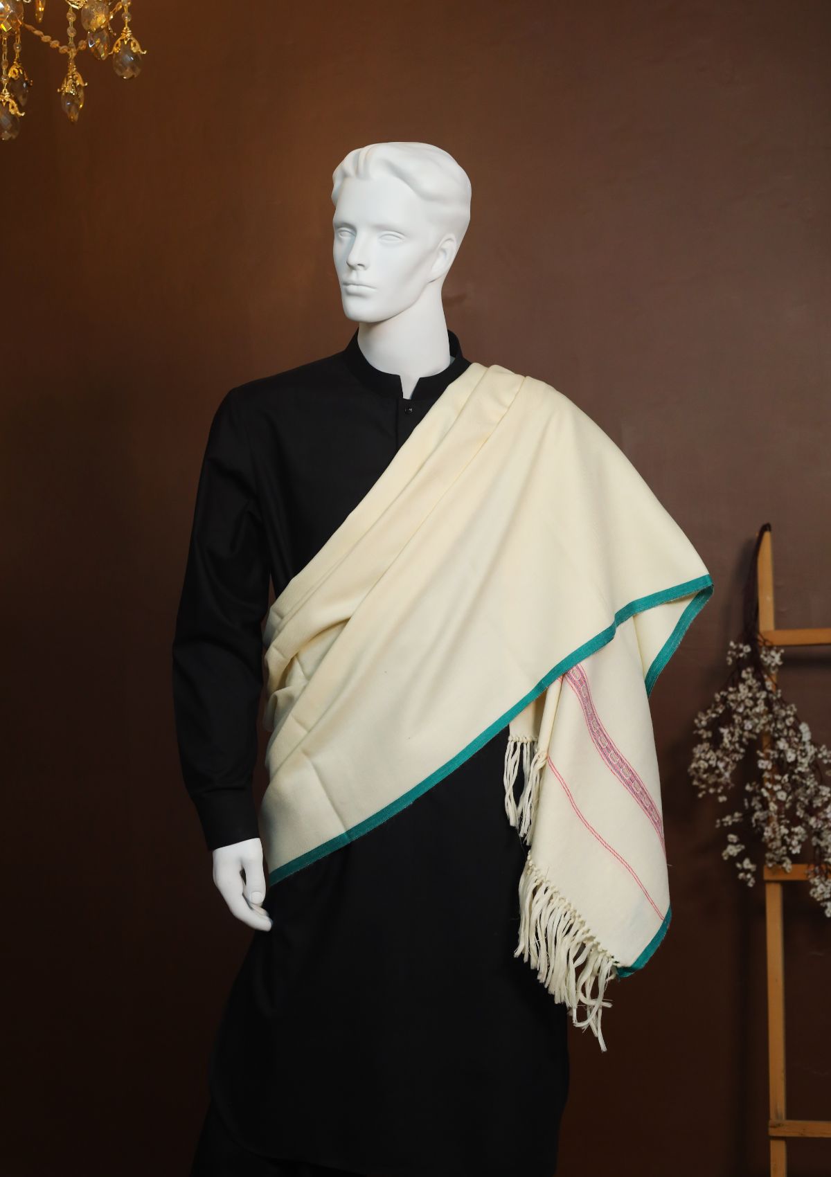 Men Shawls - Wool Shawls - D#216 - Offwhite