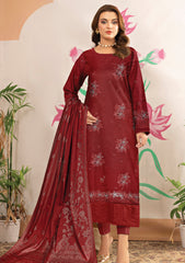 Lawn - Humdum - Embroidered - Maroon