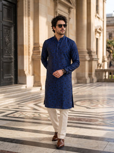 Elite Men Cavani World Finest Plain Cotton Fabric - N Blue