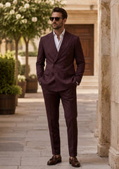 Reda Popeline Maior 150's Wool Fabric - D Maroon