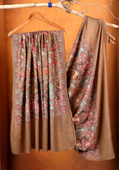 Pashmina Embroidered Jaaldar Shawl D#05 - Brown