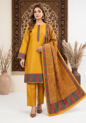 Winter - Fancy Silk Zari Jamawar - 3 Pcs Suit - D#10 - Mustard