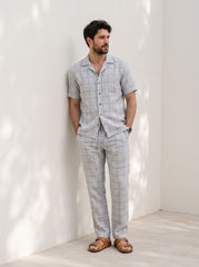 Drago Lanificio Beilla Suiting Wool & Linen Fabric - Blue