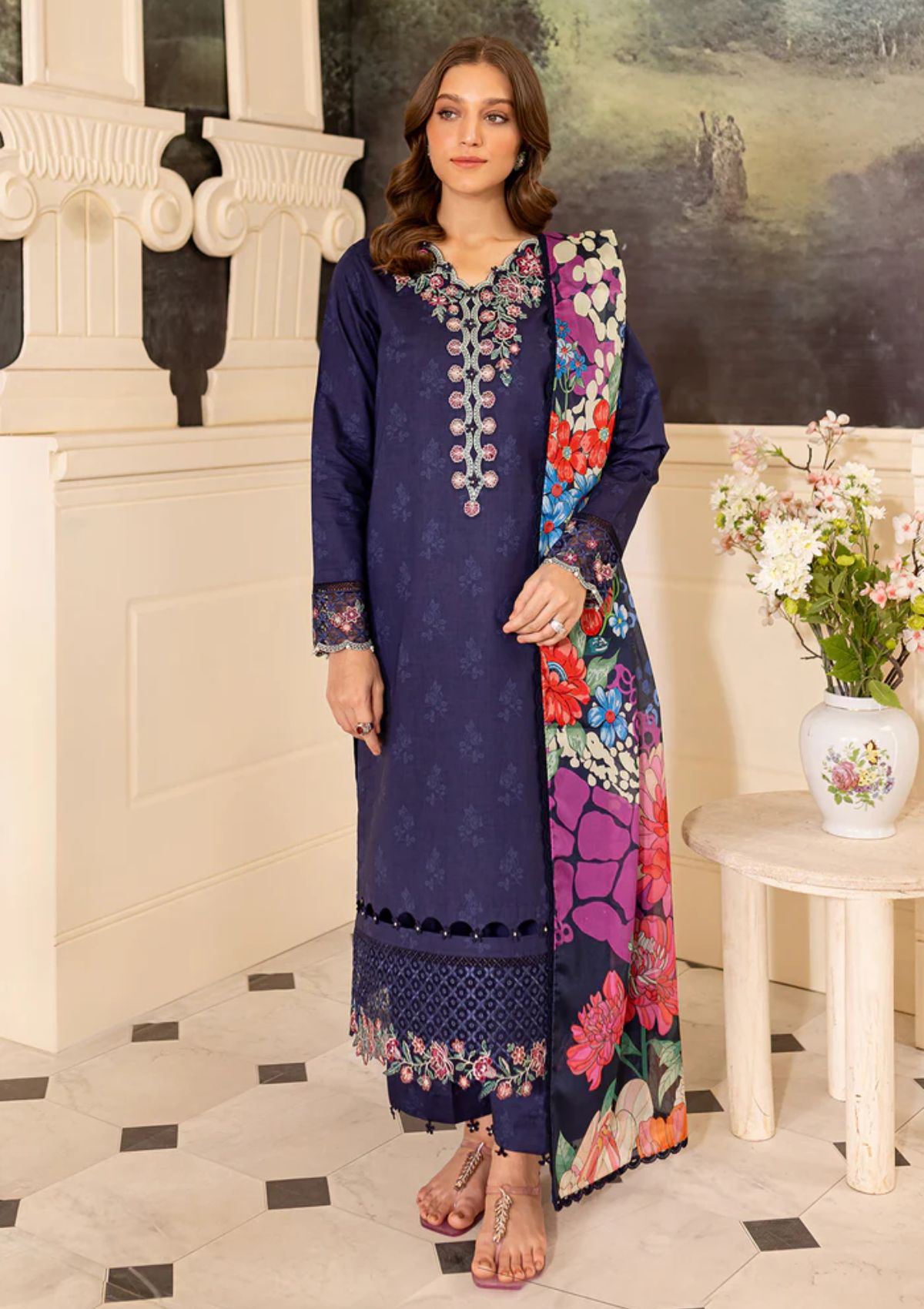 Lawn Collection - Farasha - Seraya - FS24#02 - INDIGO