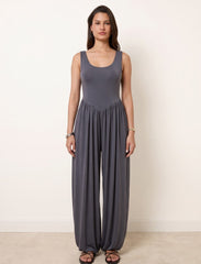 Pret - Moven - Cotton Blended Jersey Wide-Leg Jumpsuit - Grey