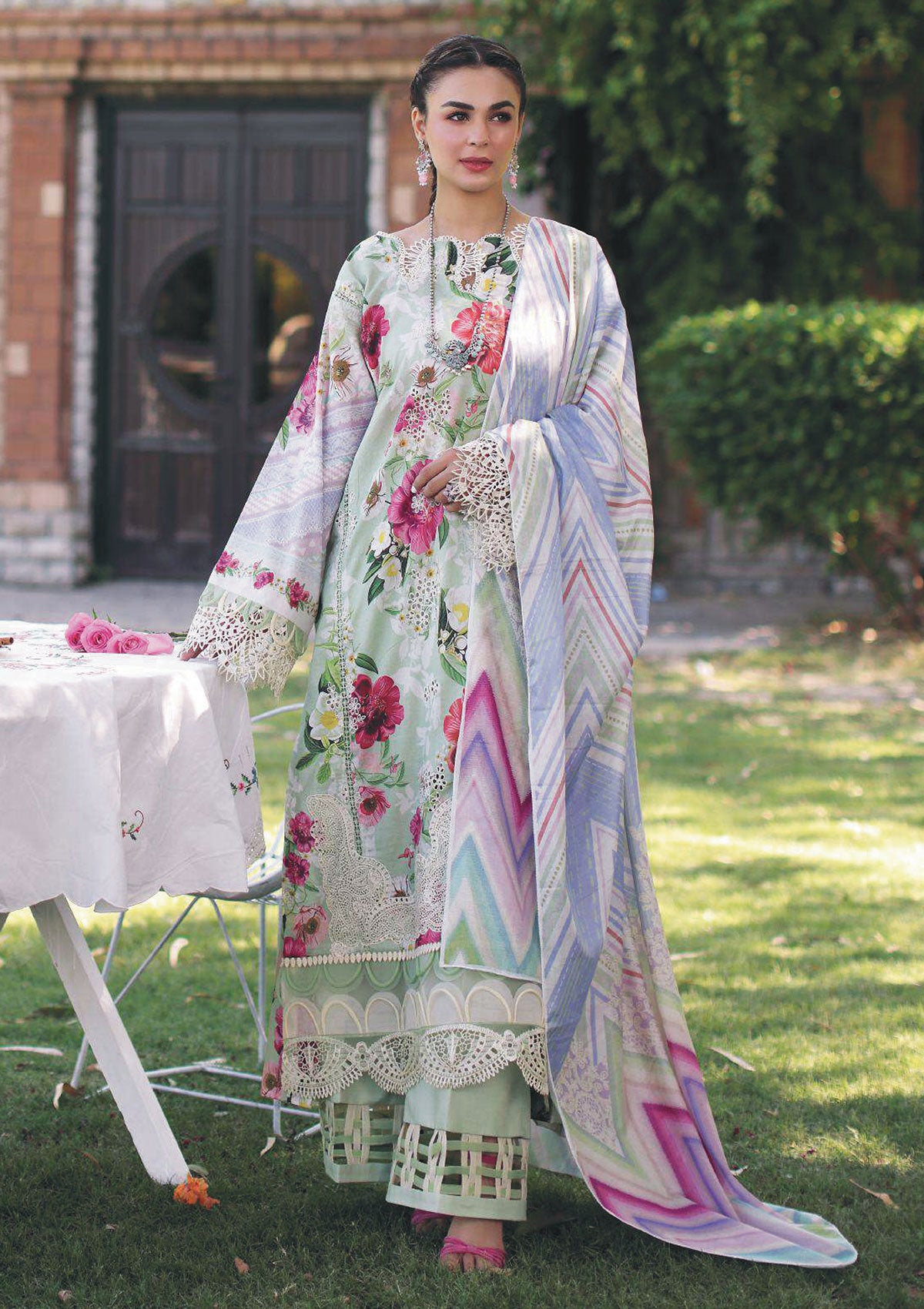 Lawn Collection - Elaf Premium - Print Chikankari - EPC24#06 - B - OASIS