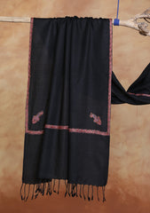 Pashmina Kashmiri Border Scarf D#18 - Black