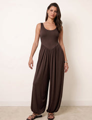 Pret - Moven - Cotton Blended Jersey Wide-Leg Jumpsuit - Brown