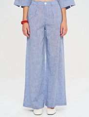 Pret - Moven - Linen Women's Palazzo Pants - Blue