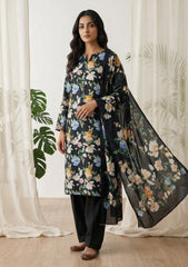 Lawn - Rubaaiyat - Digital Printed 26 - 2 By 2 - D#36 - Black