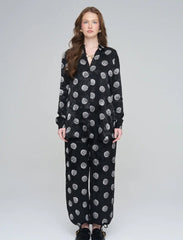 Pret - Moven - Rose Pattern Oversize Women's Shirt - Black