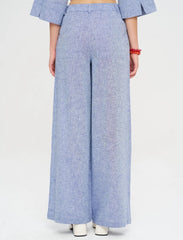 Pret - Moven - Linen Women's Palazzo Pants - Blue