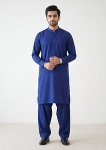 Elite Men Maks Royal Tessuti Finest Plain Cotton Fabric - R Blue