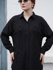 Pret - Moven - Oversize Stone Embellished Shirt - Black