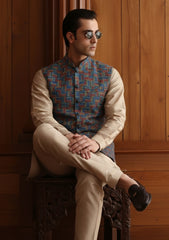 Elite Men China Boski Unstitched Waistcoat Fabric - D#03 - Multi