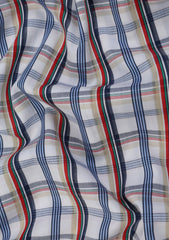 Elite Men Yarn Count Selvage Check Satin Cotton Fabric - Multi