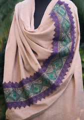 Shawl Collection - Sadias Collection - Pashmina Shawl - D#07 Fawn Purple Emb