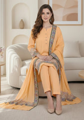 Winter - Riwaj - Pashmina Jamawar Suit - Patch Work - D#26 - Peach