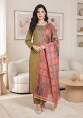 Winter - Riwaj - Pashmina Embroidered Suit - Wool Shawl - D#02 - M Brown