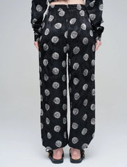 Pret - Moven - Rose Patterned Draped Women's Trousers - Black