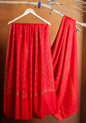 Pashmina Kashmiri Jaaldar Shawl D#115 - Red