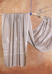 Pashmina Kashmiri Jaaldar Scarf D#38 - M Grey