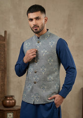Elite Men Raw Silk Jacquard Unstitched Waistcoat Fabric