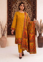 Winter - Fancy Silk Zari Jamawar - 3 Pcs Suit - D#09 - Mustard