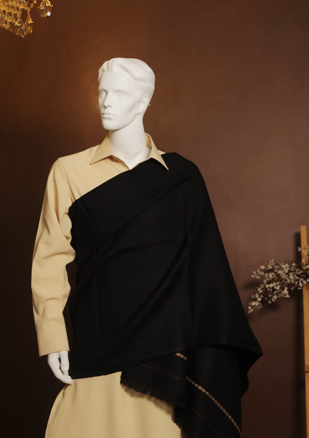 Men Shawls - Wool Shawls - D#227 - Black