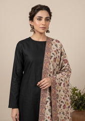 Winter - Riwaj - Pashmina Kani Jamawar 3 Pcs Suit - D#02 - Black