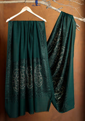 Pashmina Ari Work Jaaldar Shawl D#29 - D Green
