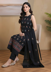 Winter - Riwaj - Pashmina Embroidered Suit - D#10 - Black