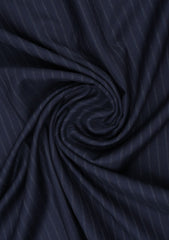 Scabal Pure Worsted Cashemre Slvg Super Fine Quality Wool Fabric - Navy