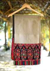 Pashmina Kaani Zari Shawl D - 11 - Black