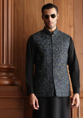 Elite Men China Dull Silk Unstitched Waistcoat Fabric - D#06 - Multi