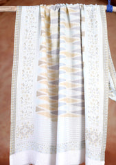 Pashmina Jamawar Scarf D#86 - Off White