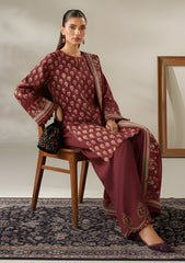 Winter - Riwaj - Printed Velvet Suit - D#33 - Maroon