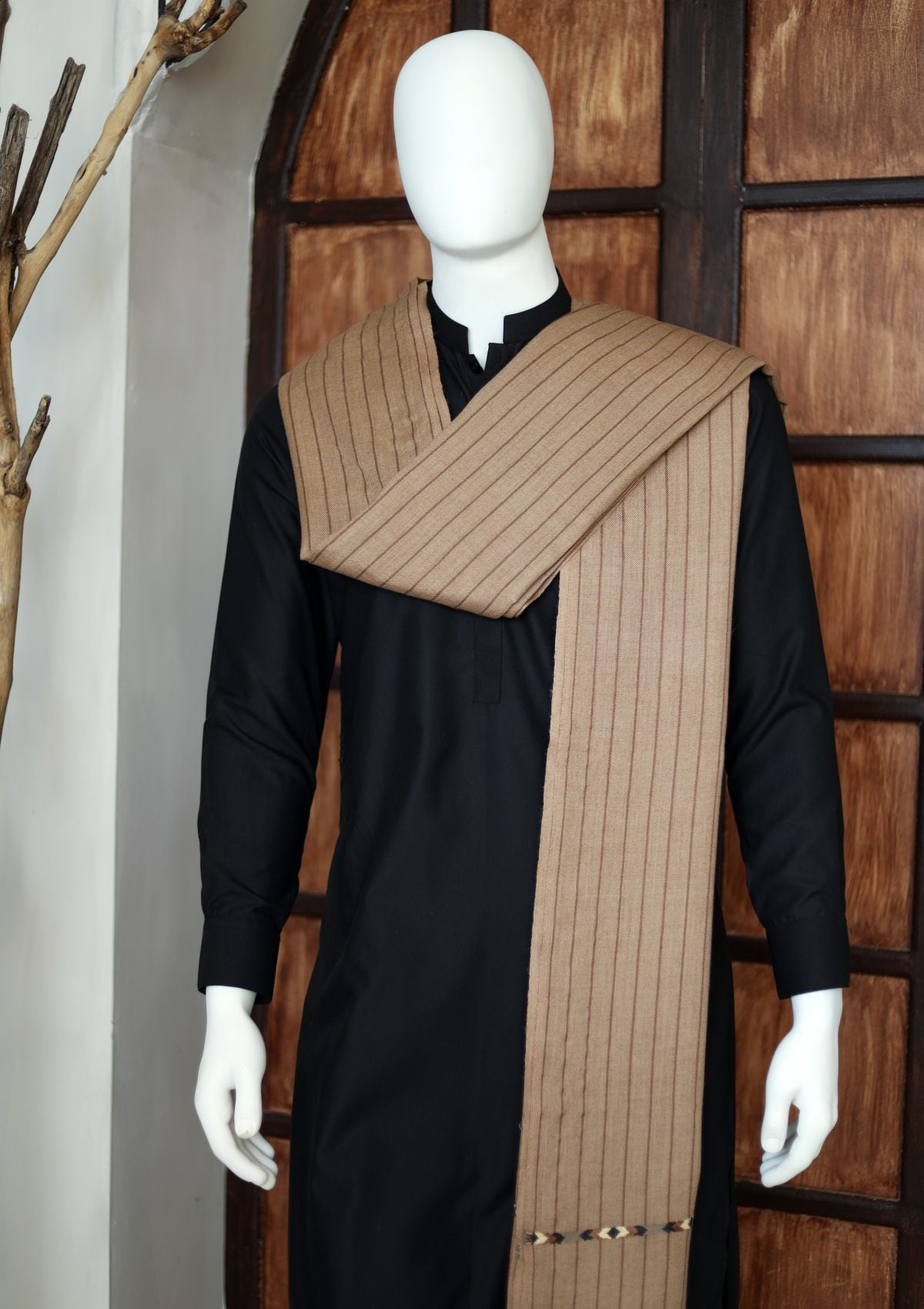 Men Shawls - Wool Shawls - D#232 - L Brown