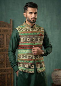 Elite Men Raw Silk Jacquard Unstitched Waistcoat Fabric