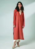 Pret Collection - Fozia Khalid - Basics Vol 3 - Rust Embroidered Kurta