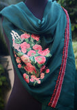 Shawl Collection - Sadias Collection - Pashmina Shawl - D#08 Sea Green Bunch