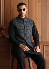 Elite Men China Dull Silk Unstitched Waistcoat Fabric - D#06 - Multi