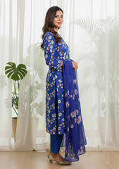 Lawn - Rubaaiyat - Digital Printed 26 - 2 By 2 - D#20 - R Blue