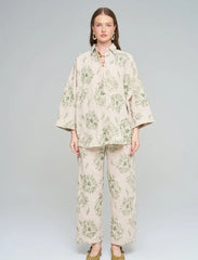 Pret - Moven - Oversize Shirt with Floral Embroidery and Sequin Details - Skin