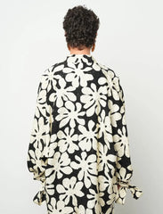 Pret - Moven - Floral Oversize Satin Shirt - Skin & Black