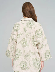 Pret - Moven - Oversize Shirt with Floral Embroidery and Sequin Details - Skin