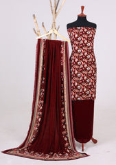 Winter - Riwaj - Printed Velvet Suit - D#33 - Maroon